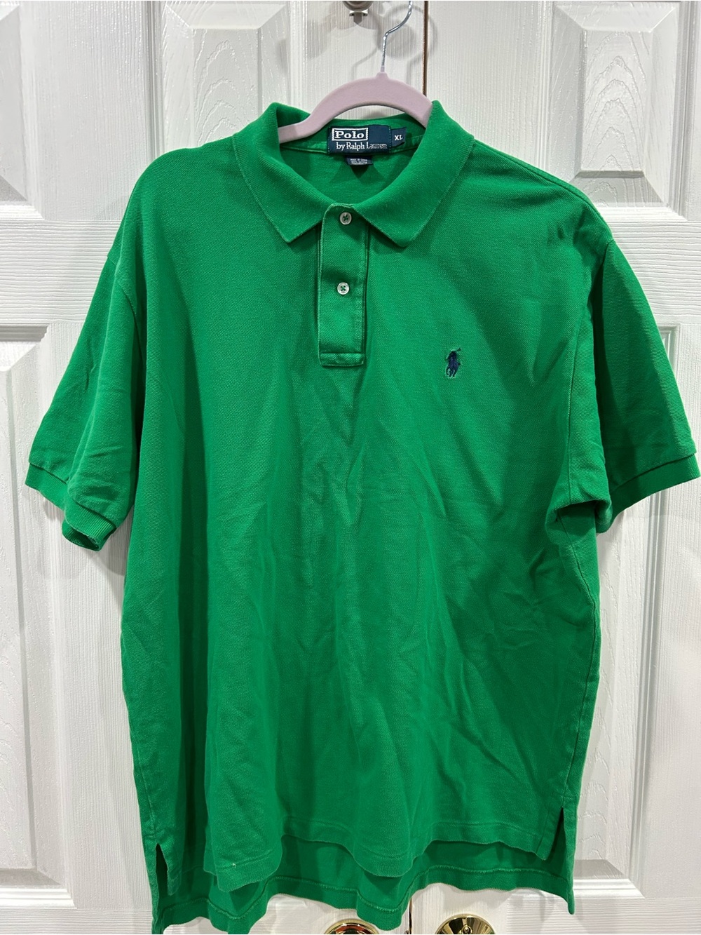 Ralph Lauren Men's Bright Green Polo Shirt with Navy Pony